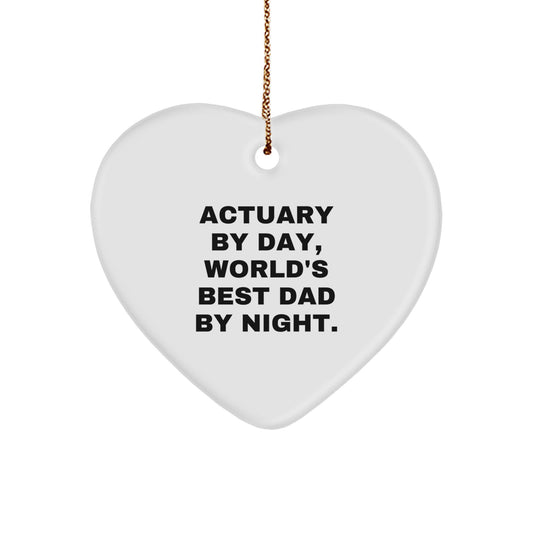 Funny Actuary Gifts, World's Best Dad Heart Ornament for Christmas Unique Gifts from Men to Actuary Friends - Image 1