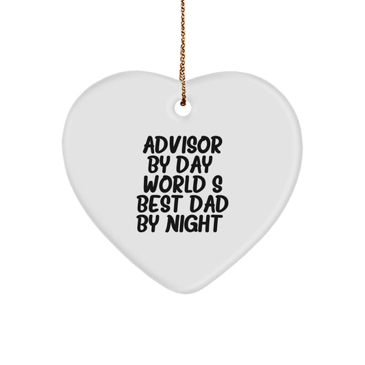 Funny Advisor Gifts, World's Best Dad Heart Ornament, Christmas Unique Gifts from Family, Gifts for Advisor By Day - Image 1