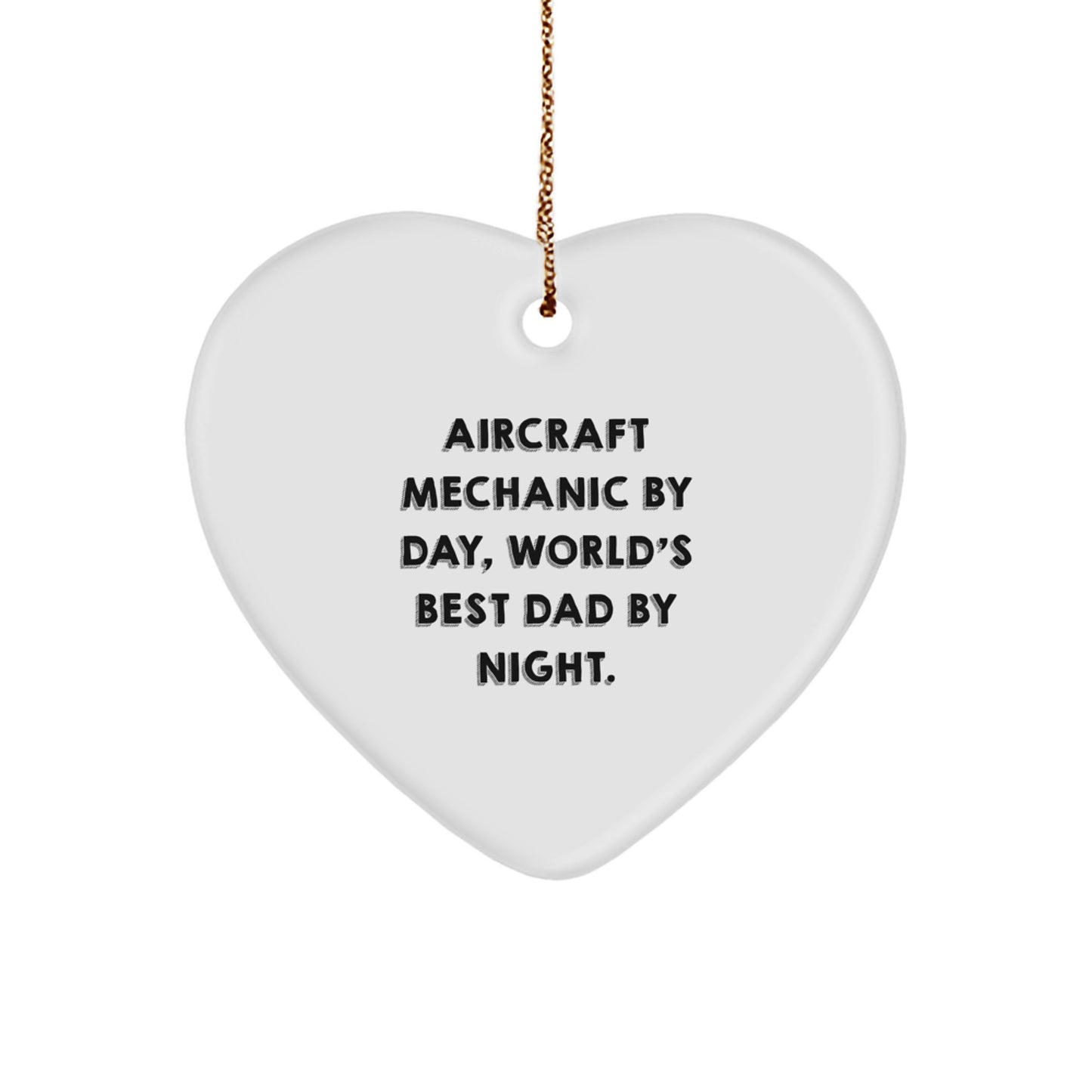 Aircraft Mechanic Gifts from Men, Heart Ornament for World's Best Dad, Christmas Unique Finds - Image 1