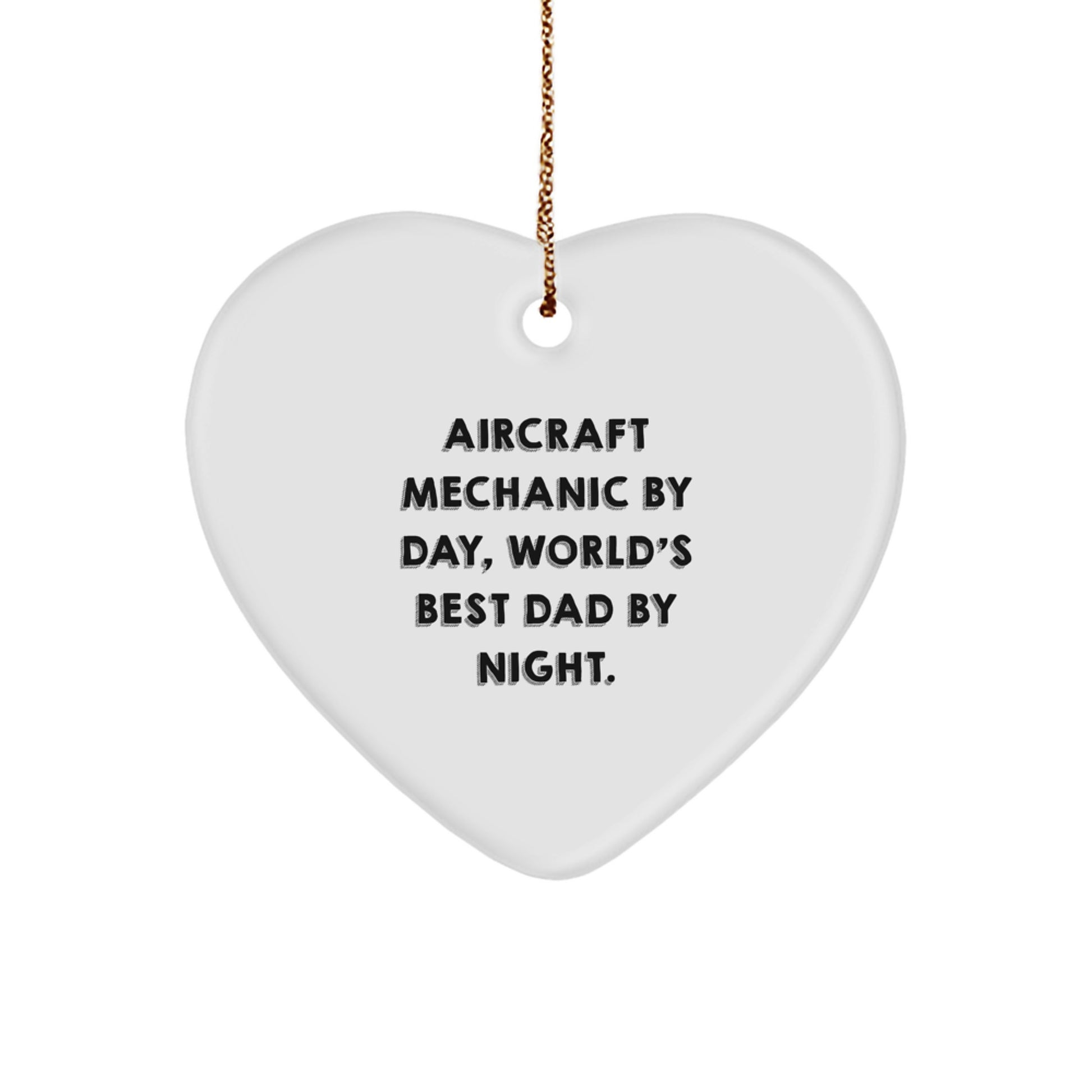 Aircraft Mechanic Gifts from Men, Heart Ornament for World's Best Dad, Christmas Unique Finds - Image 1