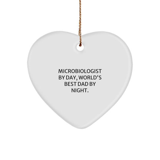 Funny Heart Ornament for Microbiologist Dad By Day, World's Best Dad By Night - Unique Gifts from Family for Microbiologist Men - Image 1