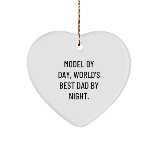 Funny Gifts from Men to Model - Model By Day Heart Ornament, Christmas Unique Gifts - Image 1