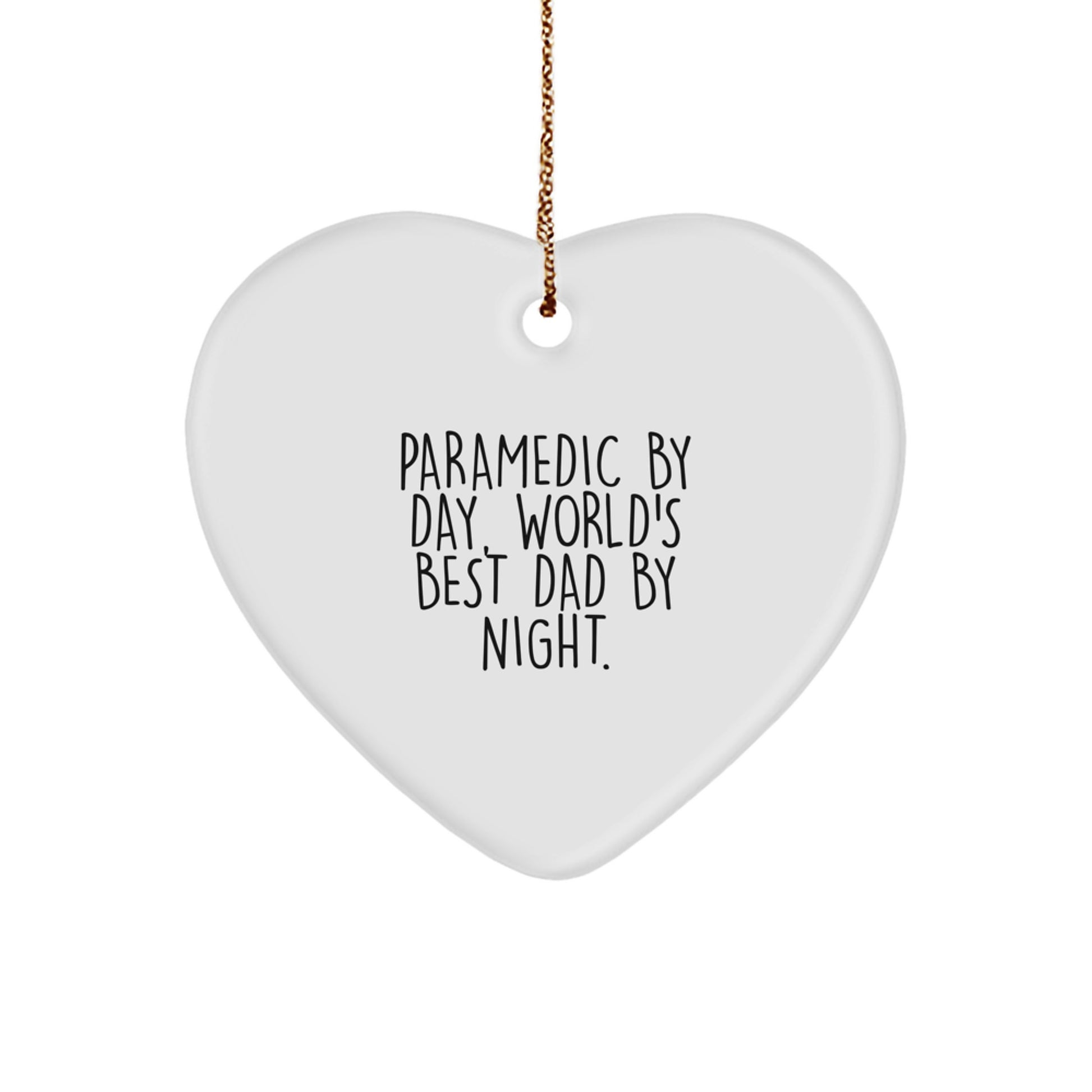 Rescue Worker Heart Ornament, Funny Quote Gifts for Men, Rescue Worker By Day, World's Best Dad By Night, Christmas Unique Gifts from Family - Image 1