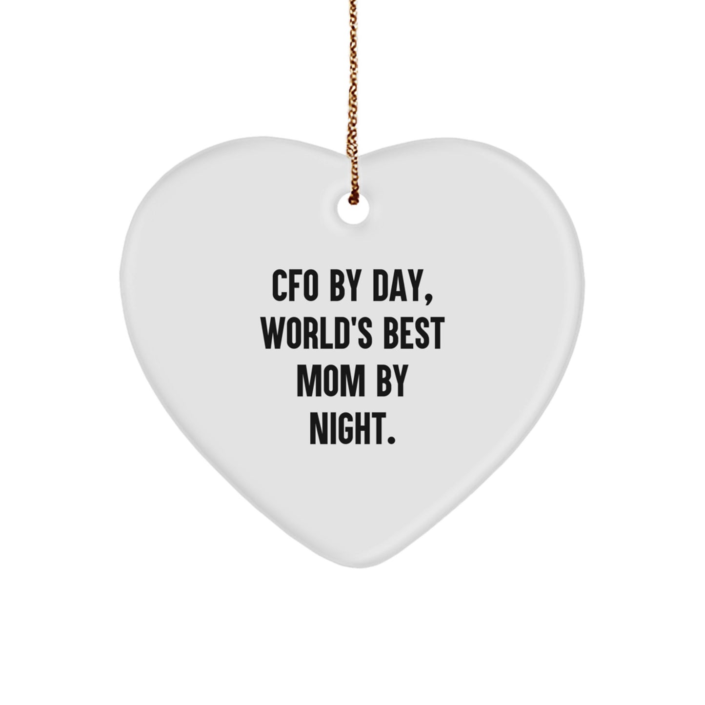 Funny CFO Gifts for Men - Heart Ornament 'CFO By Day, World's Best Mom By Night' - Christmas Unique Gifts from Friends for CFO - Image 1