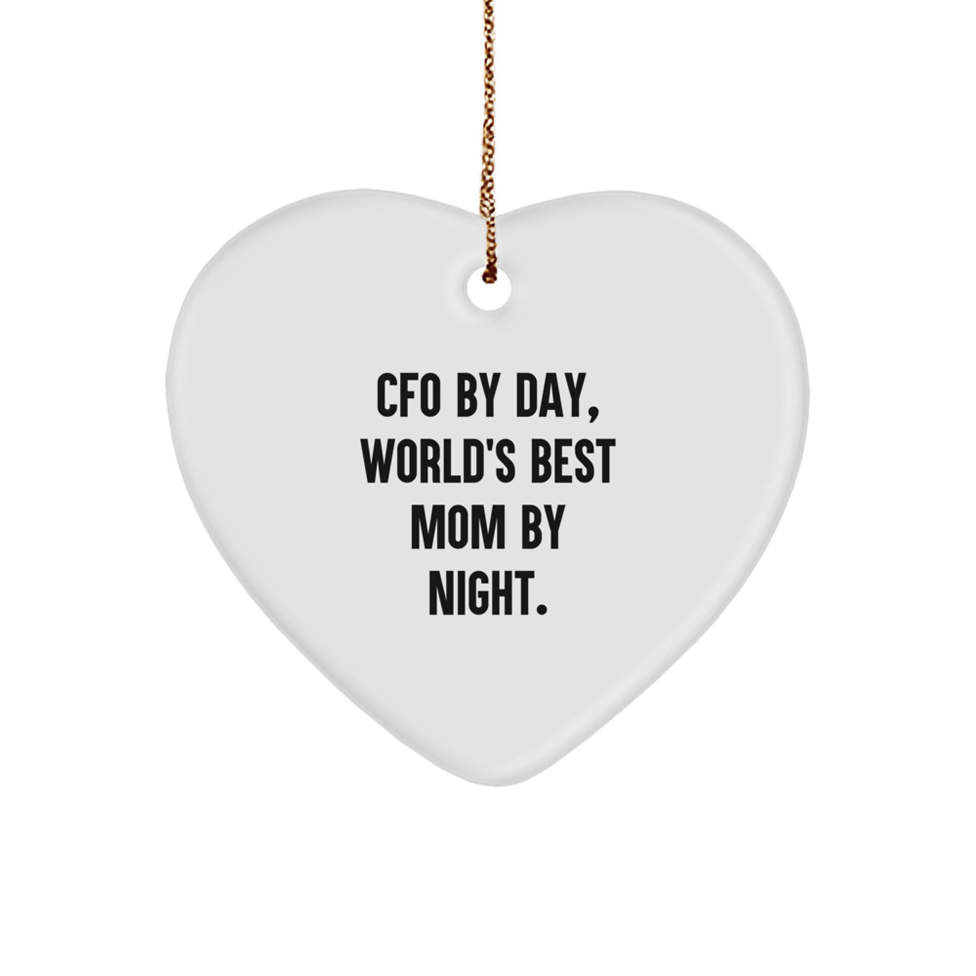 Funny CFO Gifts for Men - Heart Ornament 'CFO By Day, World's Best Mom By Night' - Christmas Unique Gifts from Friends for CFO - Image 1