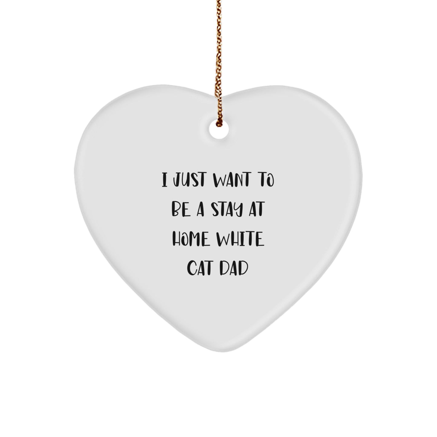 Funny White Cat Gifts for Dad, Heart Ornament Christmas Unique Gifts from Family, for White Cat Lover Men - Image 1