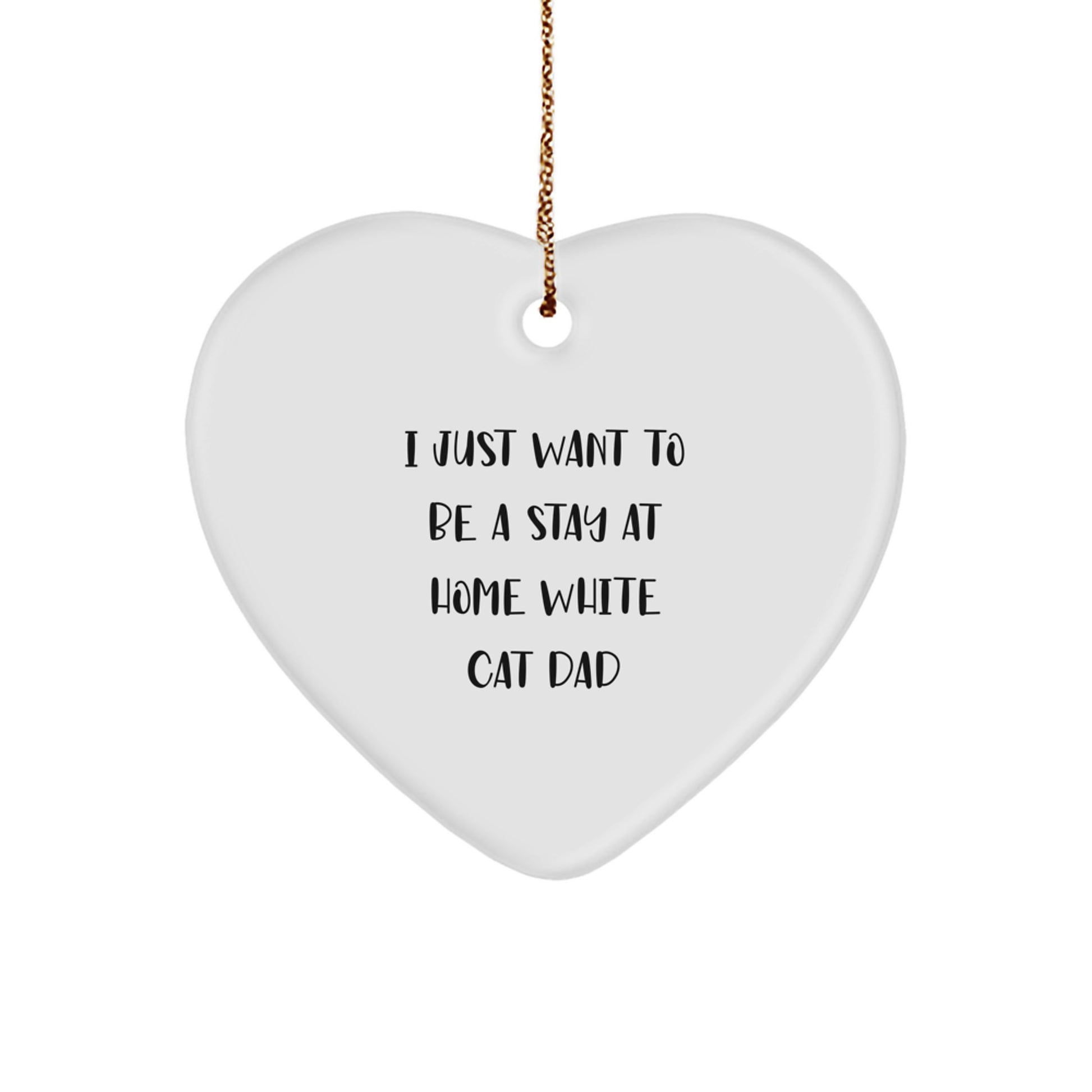 Funny White Cat Gifts for Dad, Heart Ornament Christmas Unique Gifts from Family, for White Cat Lover Men - Image 1