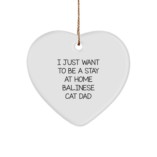 Funny Balinese Cat Dad Heart Ornament for Christmas Unique Gifts, Gifts from Dad to Balinese Cat Lover, Heart Shaped Balinese Cat Decoration - Image 1