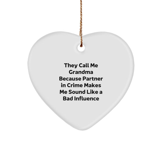 Funny Grandma Gifts for Grandma, Heart Ornament Christmas Unique Gifts from Men to Grandma - Image 1