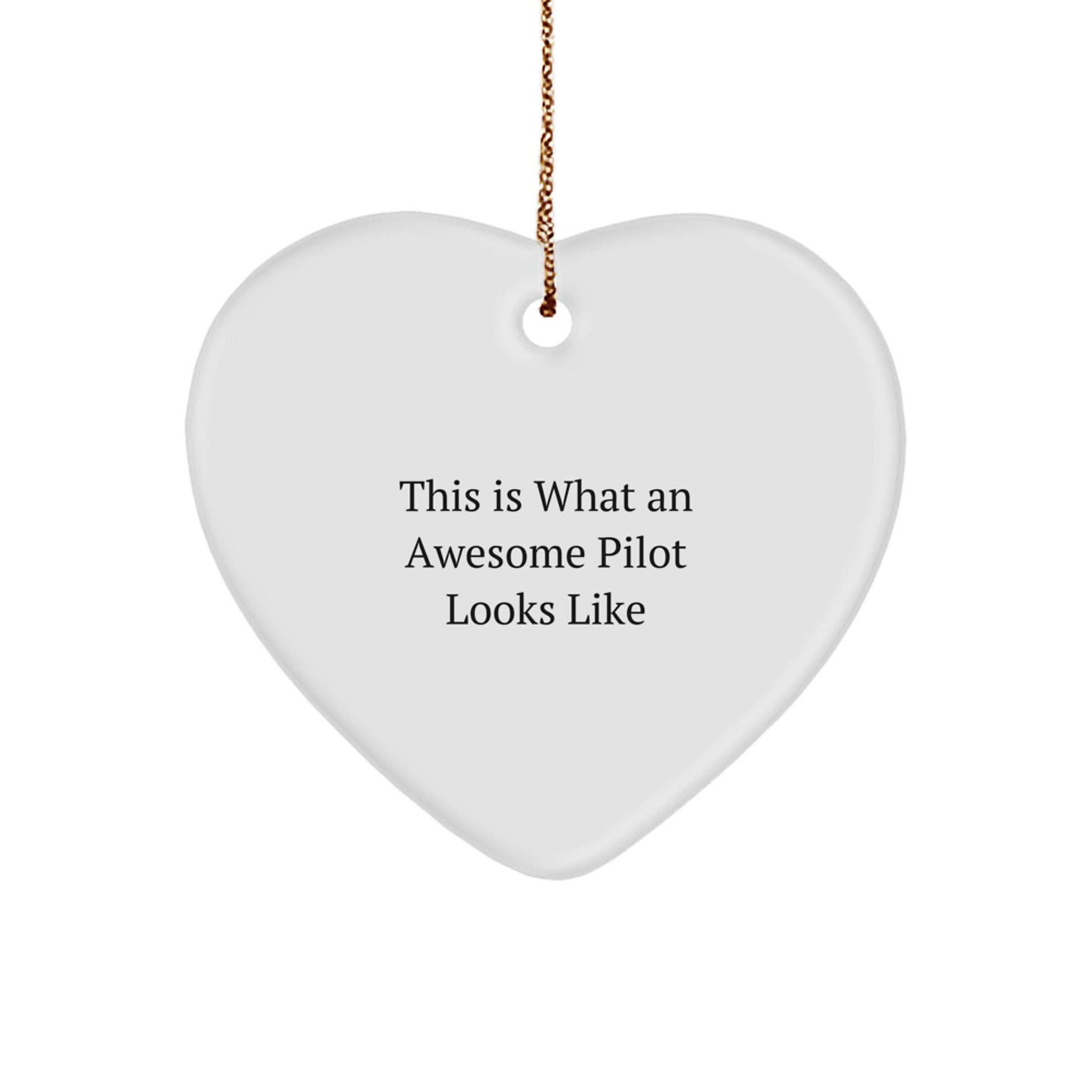 Pilot Gifts from Men to Friends - Heart Ornament with Funny Quote: This Is What An Awesome Pilot Looks Like, Perfect for Christmas - Image 1