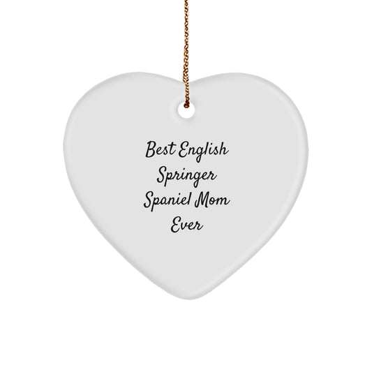 Funny English Springer Spaniel Dog Mom Christmas Unique Gifts from Friends and Family, Heart Ornament for English Springer Spaniel Dog - Image 1