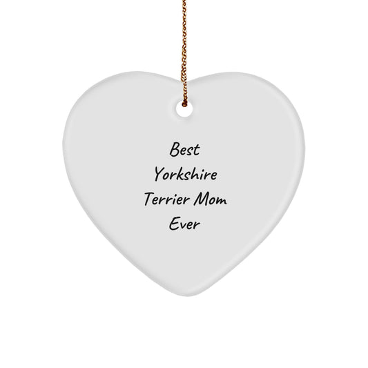 Yorkshire Terrier Dog Mom Gifts from Family for Best Yorkshire Terrier Mom Ever Heart Ornament, Unique Christmas Unique Gifts for Women - Image 1