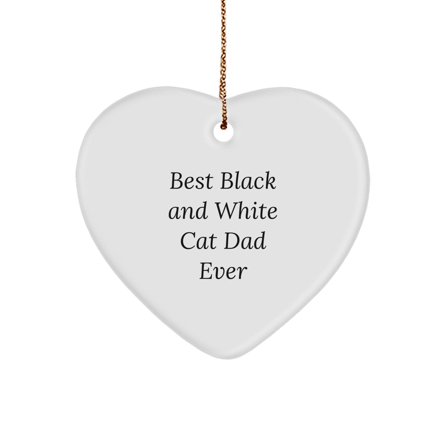 Black and White Cat Dad Ever Heart Ornament Gifts from Family, Friends, or Coworkers for Christmas Unique Present - Image 1