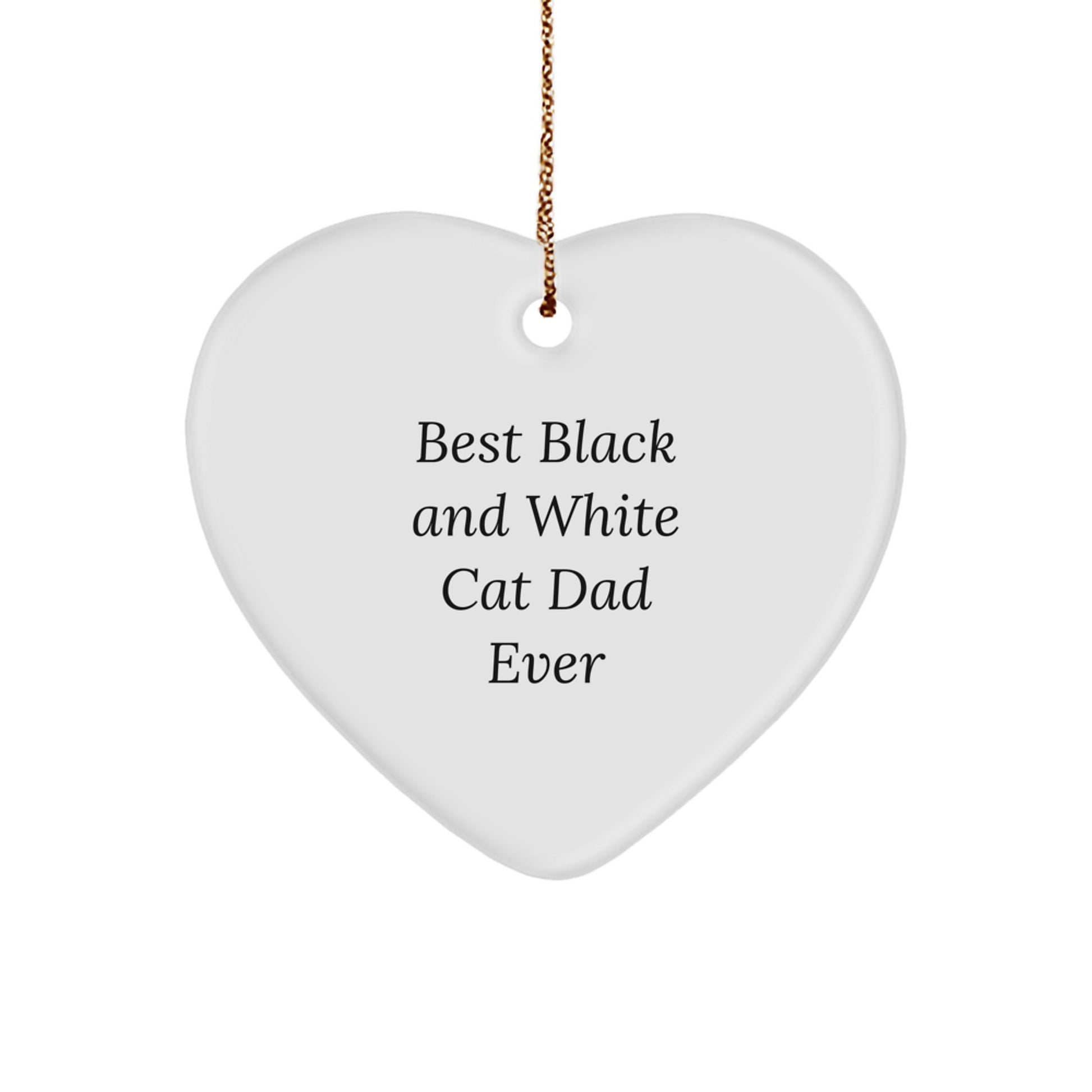 Black and White Cat Dad Ever Heart Ornament Gifts from Family, Friends, or Coworkers for Christmas Unique Present - Image 1
