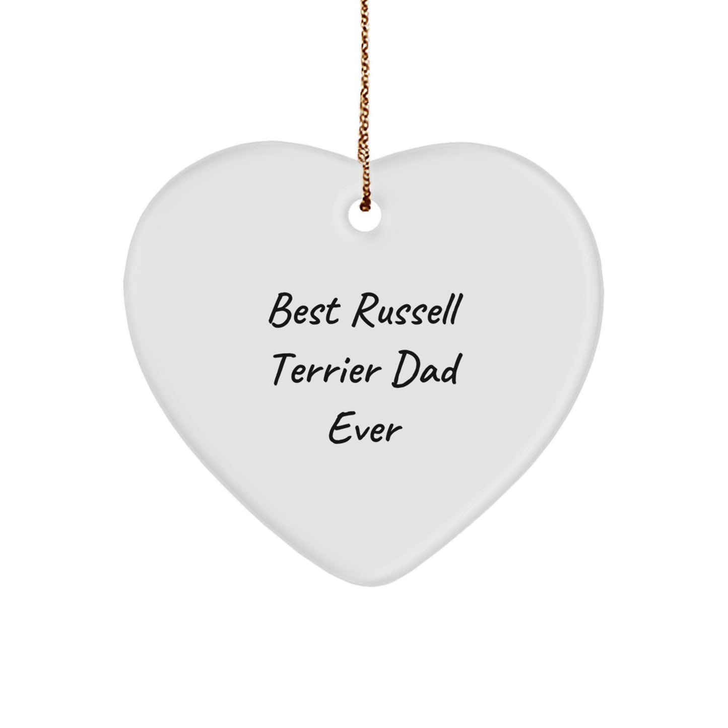 Russell Terrier Dog Gifts for Men - Funny Heart Ornament for Christmas - 'Best Russell Terrier Dad Ever' Quote, Gifts from Dad to Russell Terrier Dog - Image 1