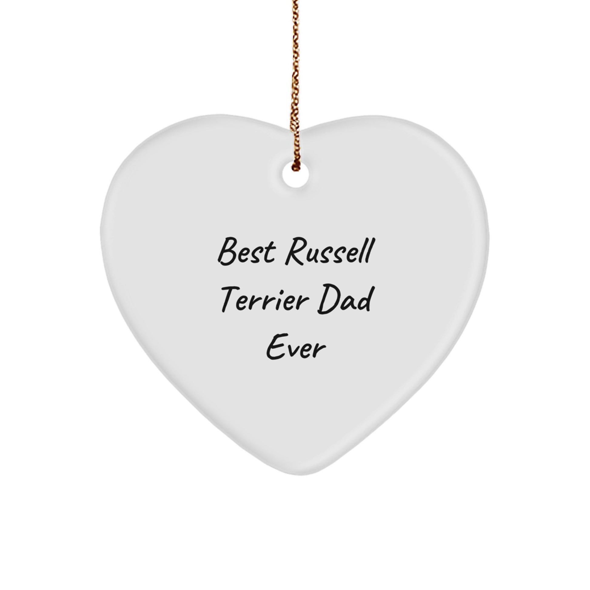Russell Terrier Dog Gifts for Men - Funny Heart Ornament for Christmas - 'Best Russell Terrier Dad Ever' Quote, Gifts from Dad to Russell Terrier Dog - Image 1