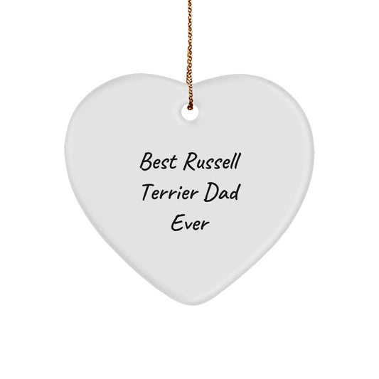 Russell Terrier Dog Gifts for Men - Funny Heart Ornament for Christmas - 'Best Russell Terrier Dad Ever' Quote, Gifts from Dad to Russell Terrier Dog - Image 1