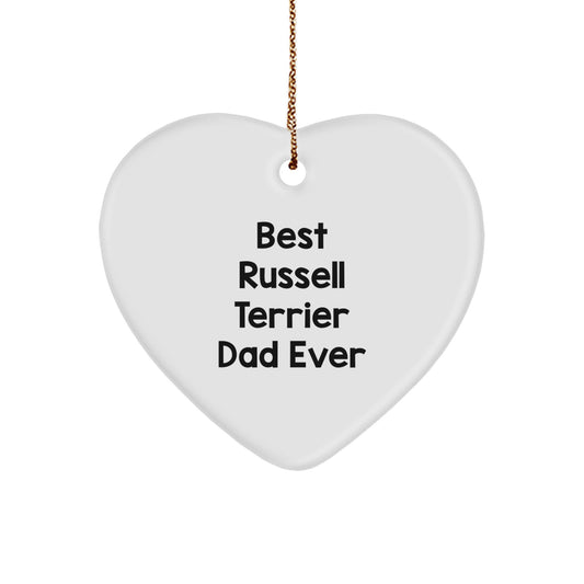 Russell Terrier Dog Gifts, Heart Ornament, Best Russell Terrier Dad Ever, Funny Quote, Christmas Unique Gifts from Family - Image 1