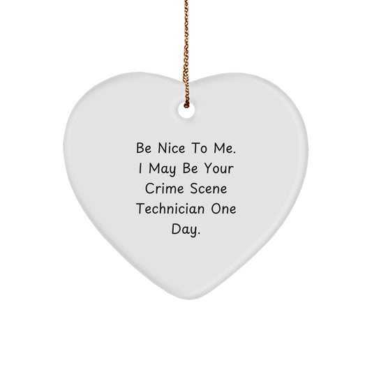 Funny Crime Scene Technician Heart Ornament Gifts for Men from Family Members, Gifts from Friends to Crime Scene Technicians on Christmas - Image 1