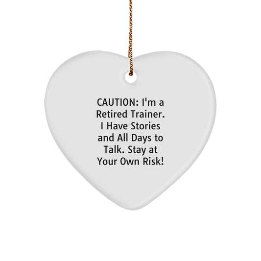 Trainer's Heartfelt Gift, Funny Quote, White Heart Ornament Gifts for Trainer, Friends and Family, Christmas Unique Presents from Men, Women, Coworkers to Family - Image 1