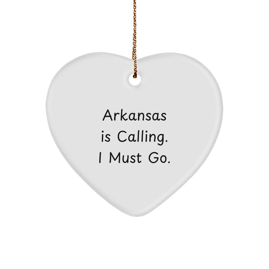 Funny Arkansas Heart Ornament Gifts from Friends and Family - Arkansas Is Calling I Must Go Christmas Unique Gifts - Image 1