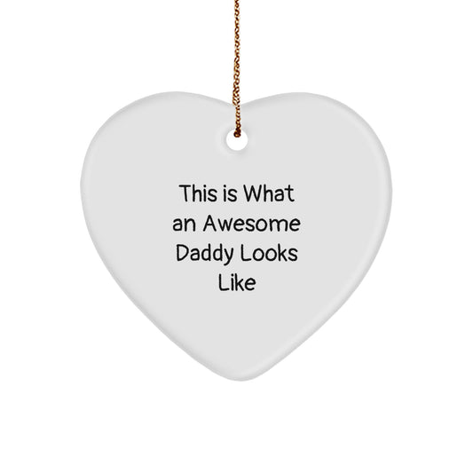 Funny Daddy Heart Ornament Gifts from Family for Men This Is What An Awesome Daddy Looks Like Christmas Unique - Image 1