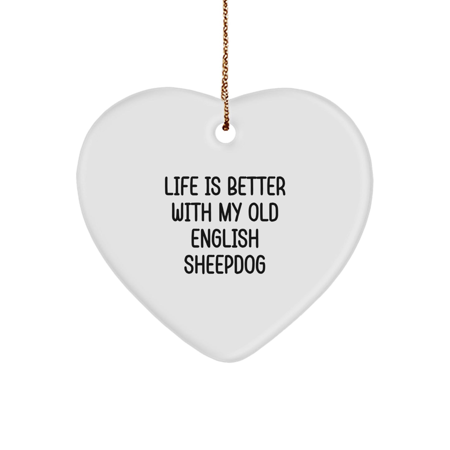 Funny Old English SheepDog Heart Ornament Gifts from Family, Christmas Unique Gifts for Old English SheepDog Lovers - Image 1