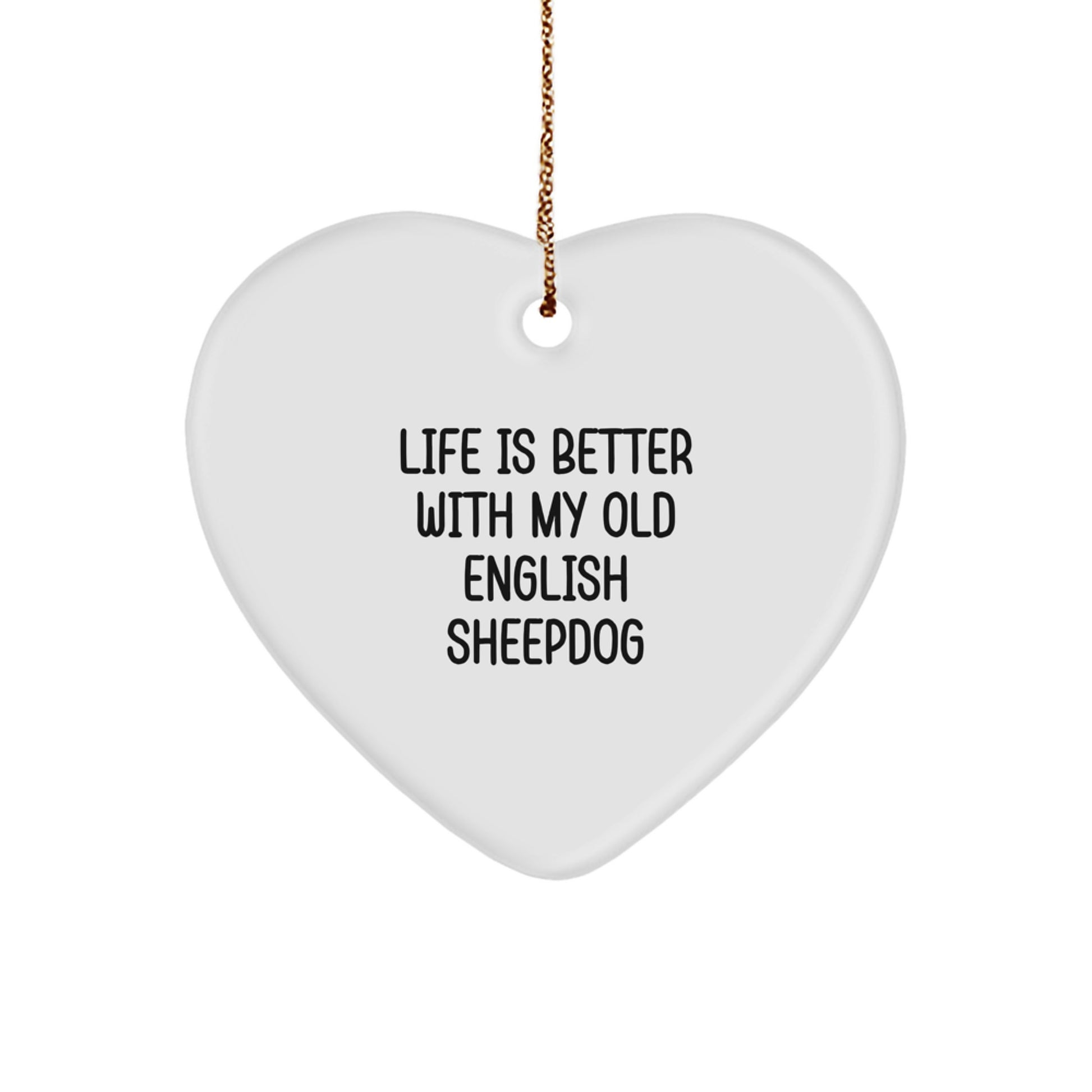 Funny Old English SheepDog Heart Ornament Gifts from Family, Christmas Unique Gifts for Old English SheepDog Lovers - Image 1