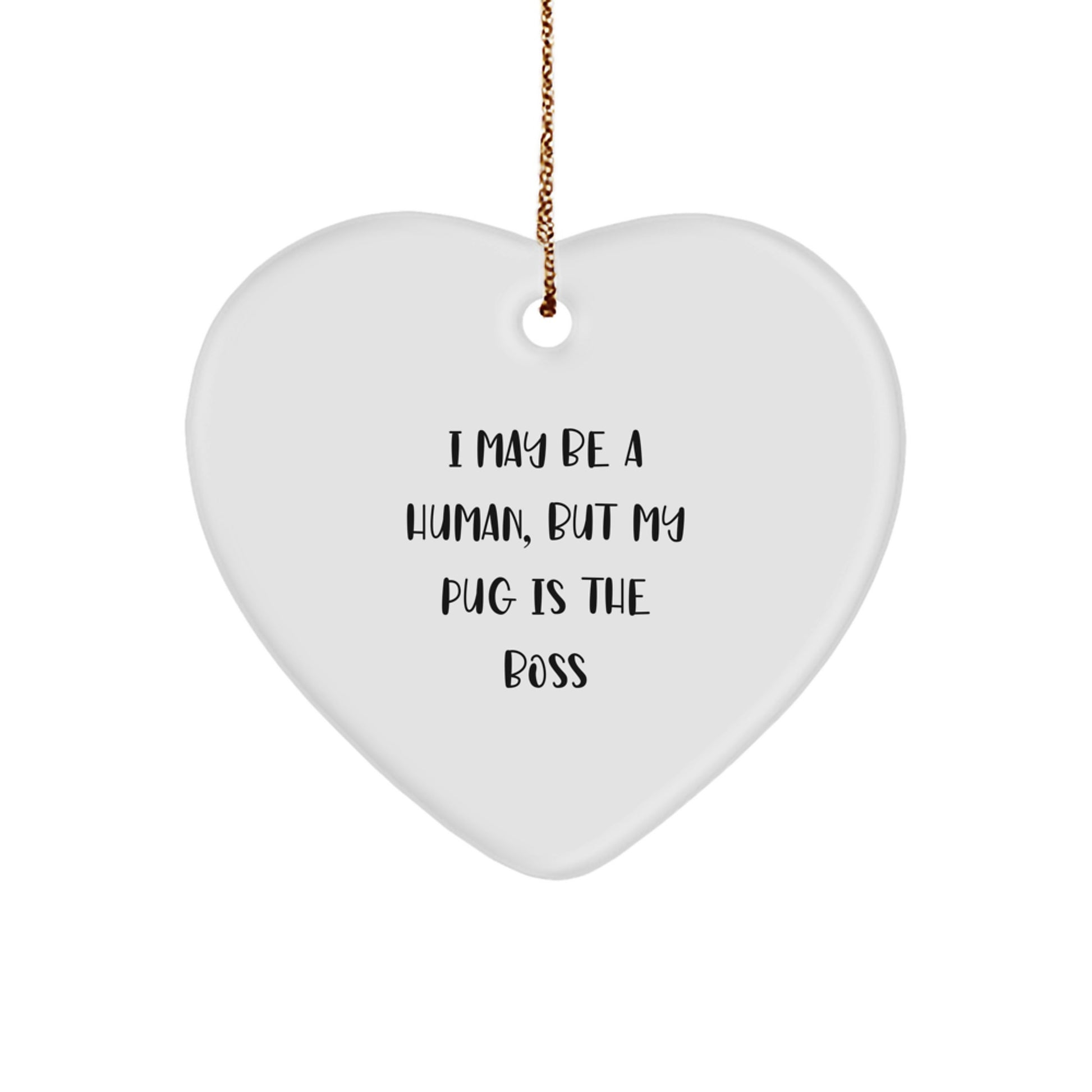 Funny Pug Dog Gifts, Heart Ornament for Christmas Unique Presents from Family to Friends - Image 1