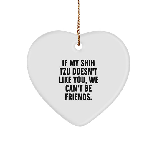 Funny Shih Tzu Dog Lover Gifts Heart Ornament for Him or Her, Christmas Unique Gifts from Friends, Coworkers to Family for Shih Tzus - Image 1