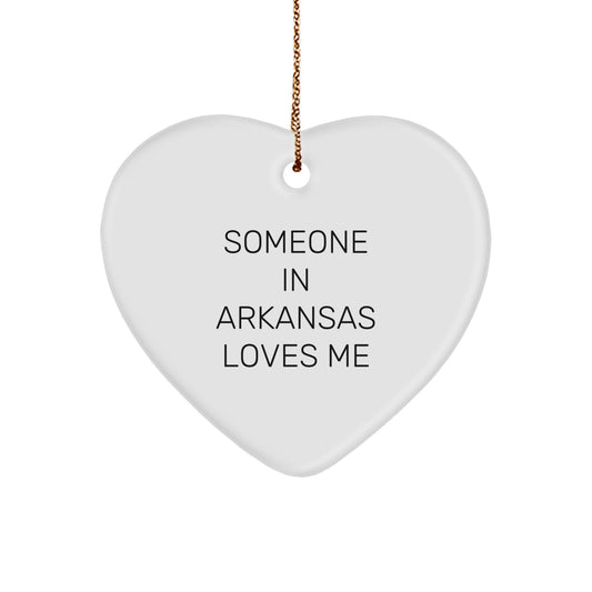 Someone In Arkansas Loves Me Heart Ornament, Arkansas Gifts from Friends and Family, Funny Christmas Ornament for Arkansas Lovers, 2.75" Tall, 0.5 oz, Durable MDF Material, Vibrantly Printed - Image 1
