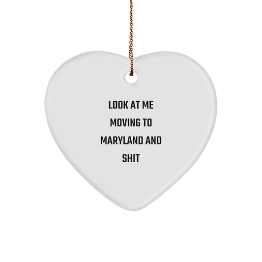 Funny Maryland Heart Ornament Gifts from Friends to Family Members Moving to Maryland - Unique Christmas Home Decor - Image 1