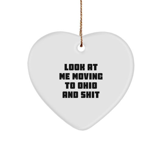 Ohio Heart Ornament Funny Quote Gifts for Friends and Family Moving to Ohio - Image 1