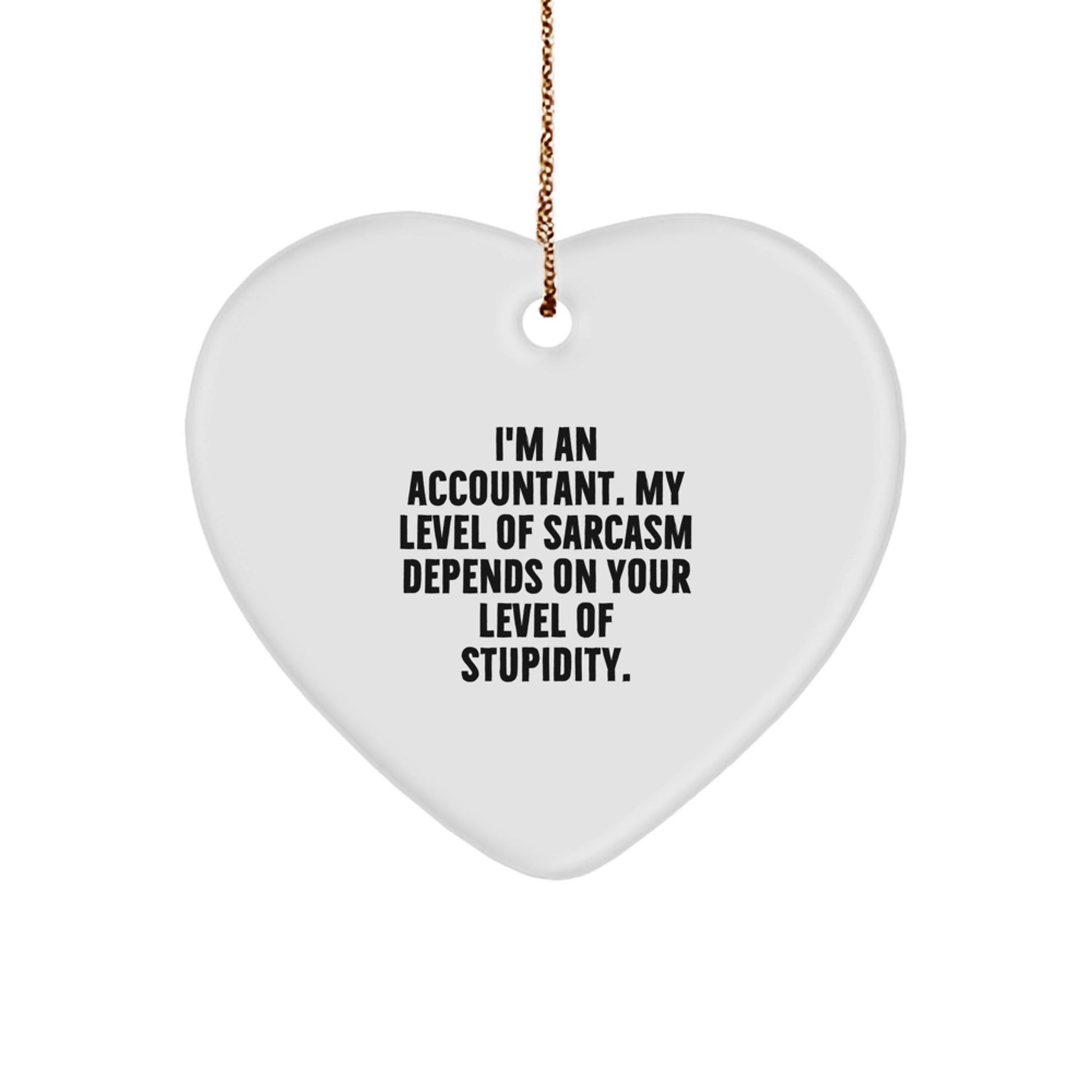 Funny Accountant Gifts for Men, Heart Ornament with Quote 'I'm An Accountant, My Level Of Sarcasm Depends On Your Level Of Stupidity', Christmas Unique Gifts from Friends - Image 1