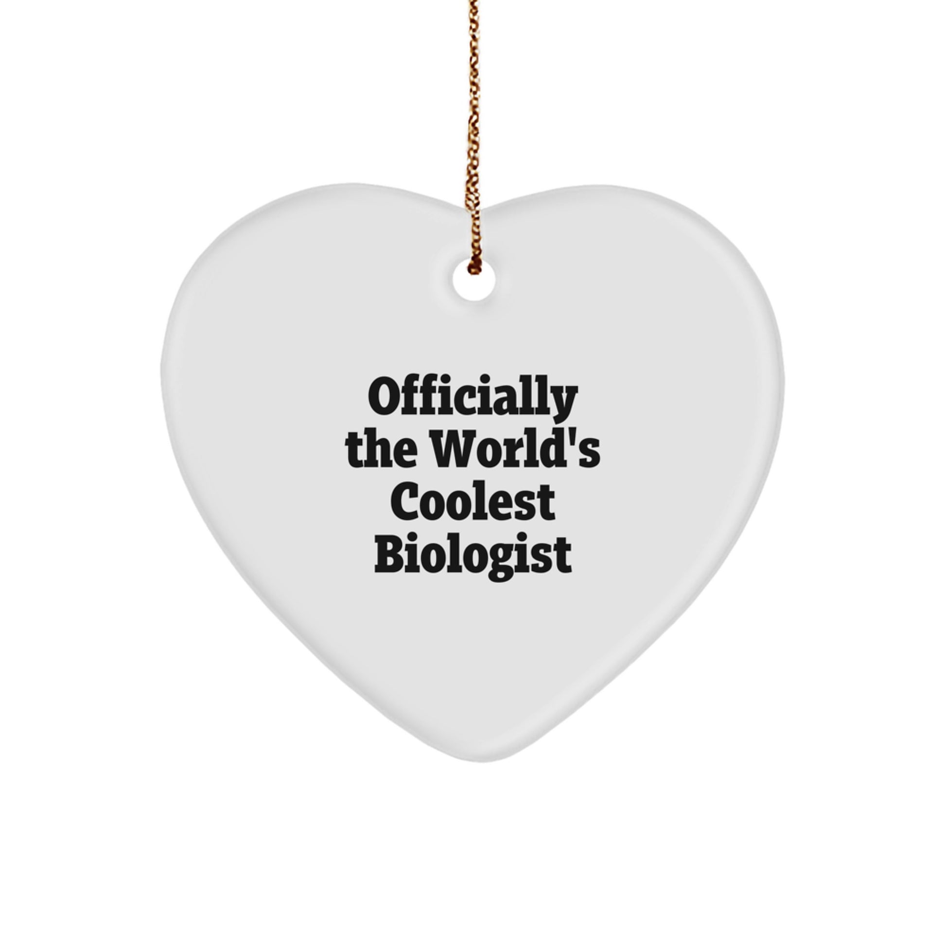 Funny Biologist Gifts for Him, Heart Ornament from Friends, Christmas Unique Gifts for Men - Officially The World's Coolest Biologist - Image 1