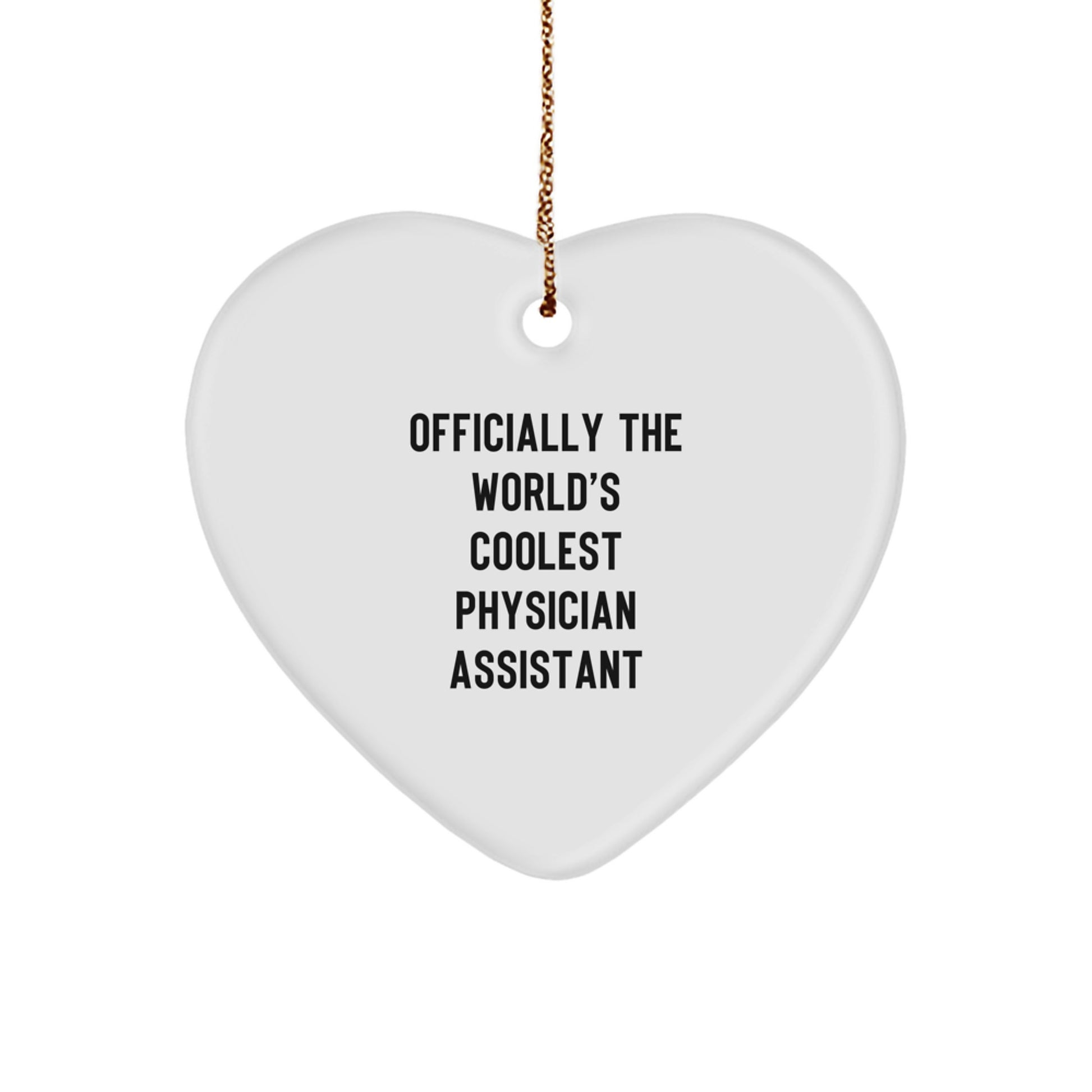 Funny Physician Assistant Gifts from Friends for Physician Assistants - 'Officially The World's Coolest Physician Assistant' Heart Ornament for Christmas - Image 1