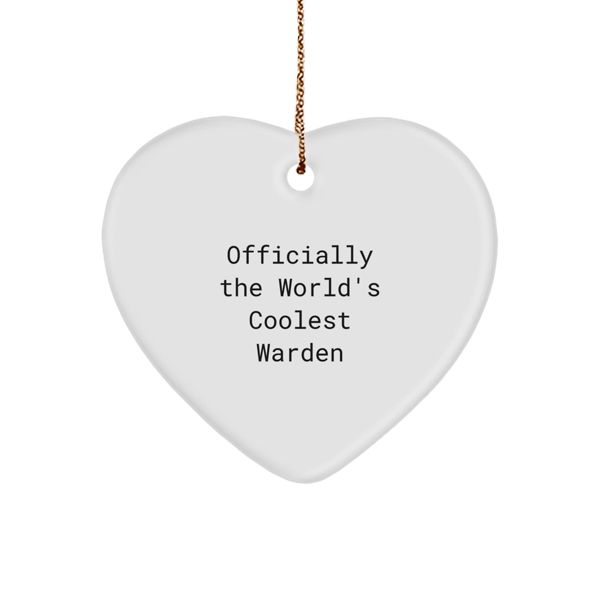 Funny Warden Gift for Men, Officially The World's Coolest Warden Heart Ornament, Christmas Unique Gifts from Friends for Family - Image 1