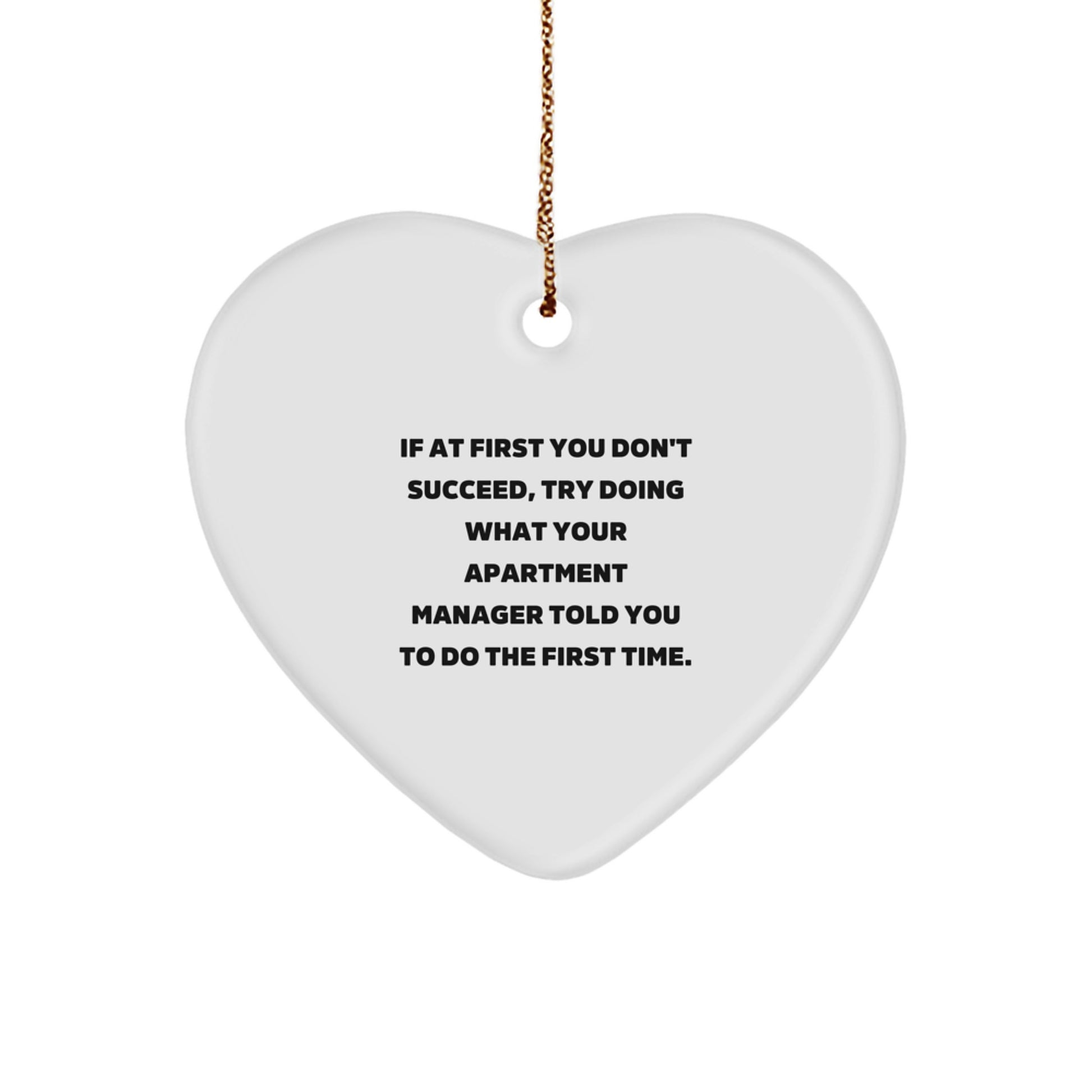 Funny Apartment Manager Christmas Unique Gifts from Friends, Heart Ornament Quote, Gifts for Apartment Manager - Image 1