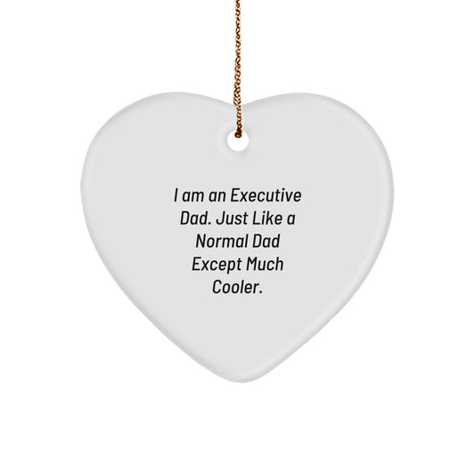Executive Dad Heart Ornament, Funny Gifts from Dad for Executive Boss, Heart Shaped Christmas Unique Gifts - Image 1