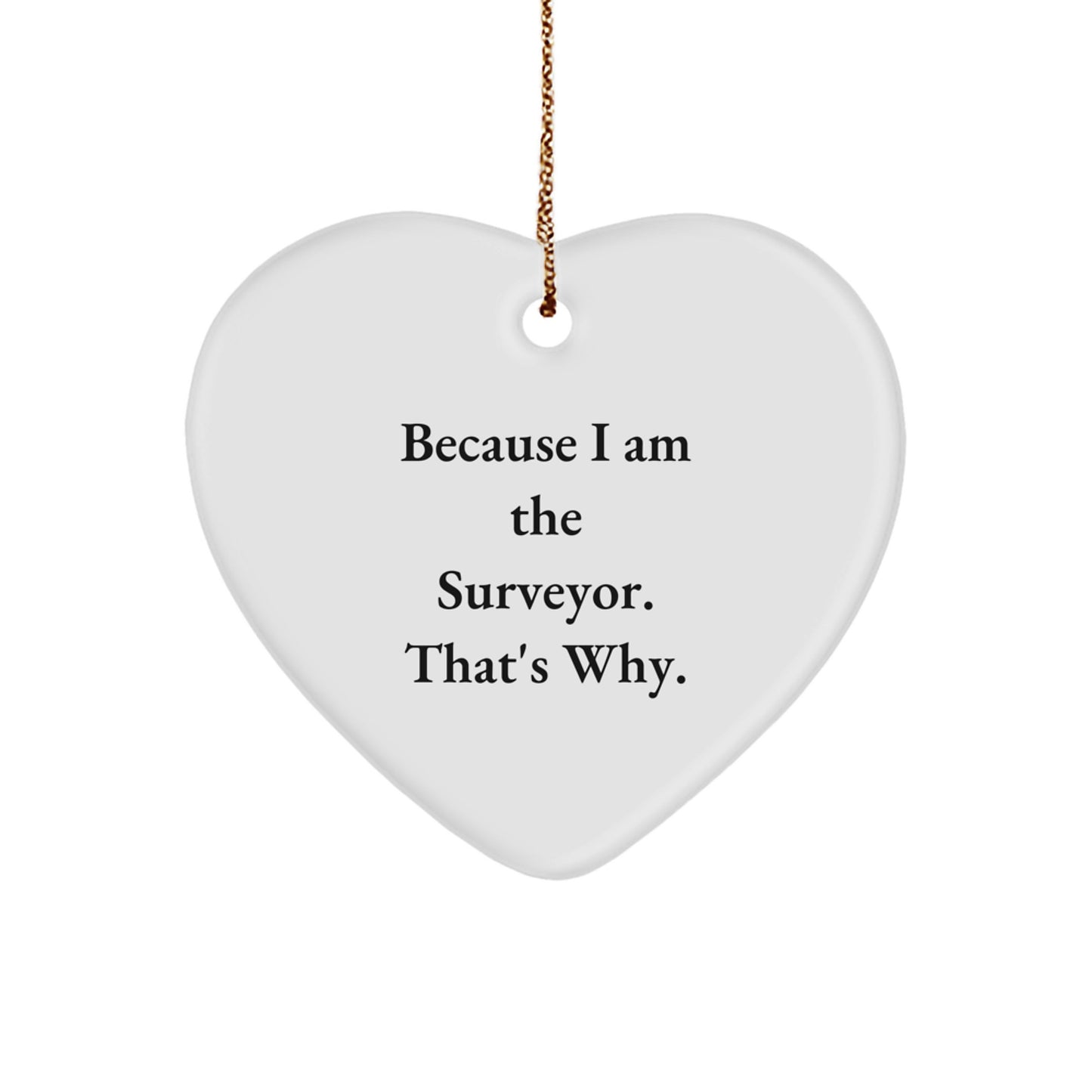 Funny Gifts for Surveyor - Heart Ornament Because I Am The Surveyor. That's Why. from Men, Women, Friends, Coworkers, Family to Surveyor, Men, Women, Friends, Coworkers, Family at Christmas - Image 1