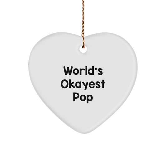 Funny Pop Heart Ornament Gifts from Men to Women Friends - World's Okayest Pop Xmas Decorations - Image 1