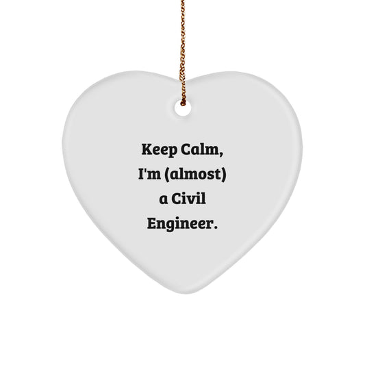 Funny Civil Engineer Heart Ornament Gifts from Friends, Christmas Unique for Civil Engineer Men, Women, Coworkers, Family - Image 1
