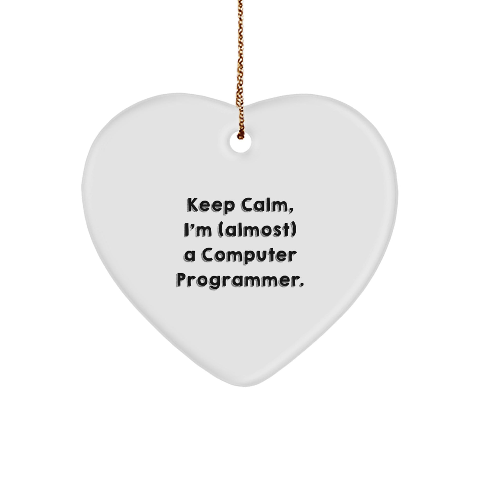 Funny Computer Programmer Gifts, Heart Ornament with Keep Calm Quote, Perfect Christmas Unique Gifts from Men - Image 1