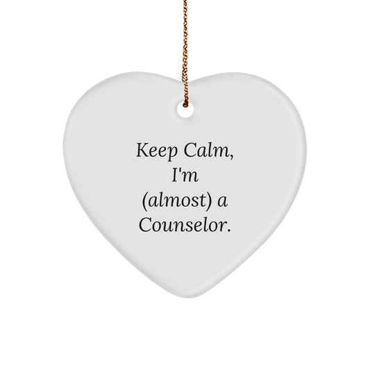 Funny Counselor Heart Ornament Gifts from Men to Women Friends Coworkers Family, Inspirational Counselor Unique Christmas Memorable Presents for Counselor, Keep 'I'm almost' a Counselor Funny Quote - Image 1