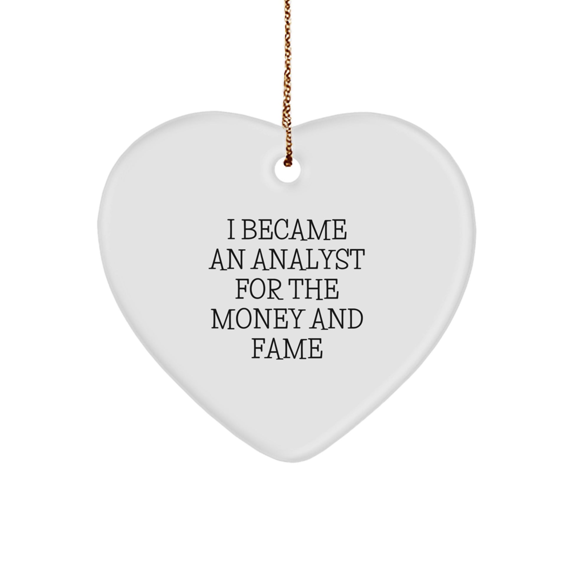 Funny Analyst Gifts from Friends for Men - I Became An Analyst For The Money And Fame Christmas Unique Heart Ornament for Desk - Image 1