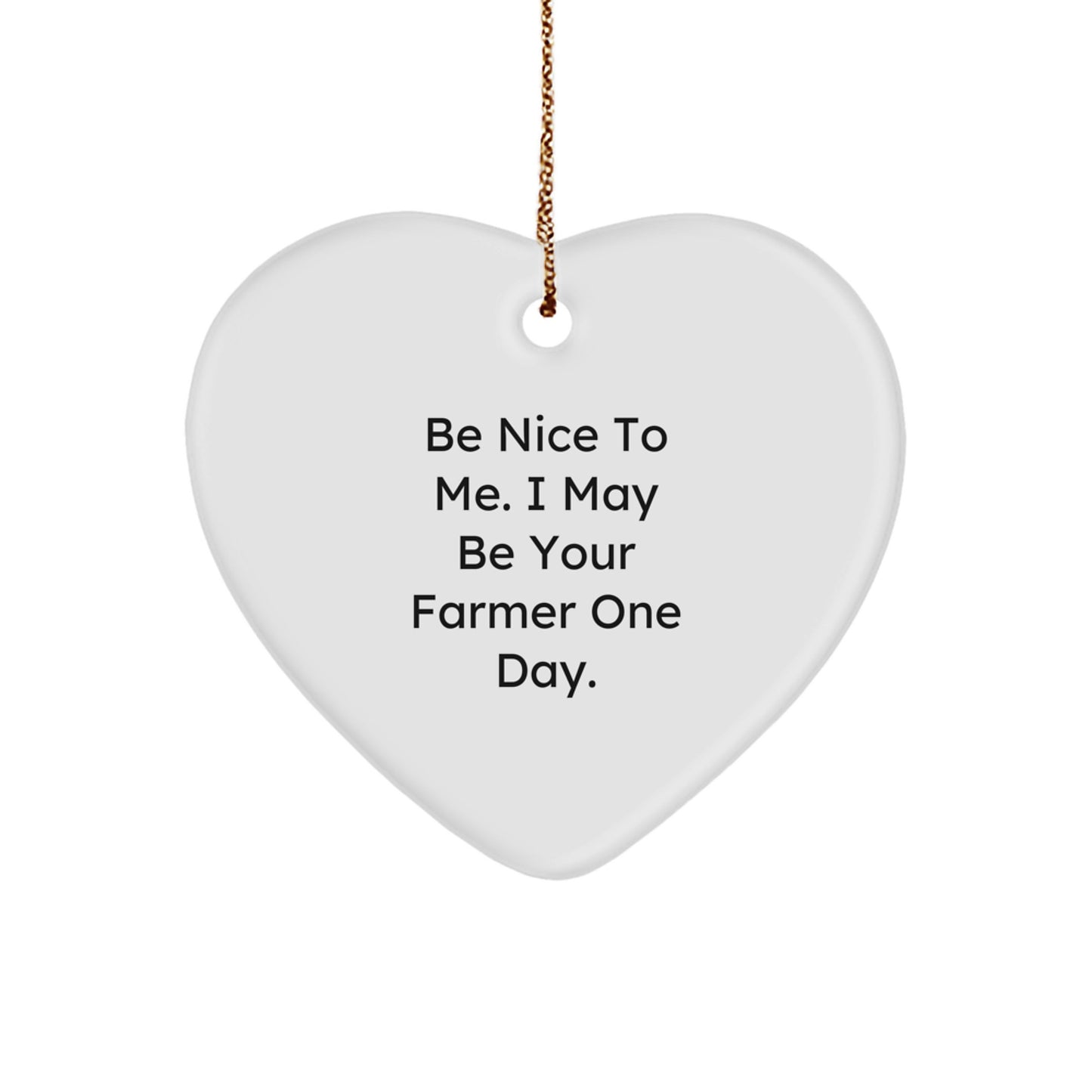 Funny Farmer Gifts for Men, Heart Ornament 'Be Nice To Me', Christmas Unique Gifts from Friends to Farmer - Image 1