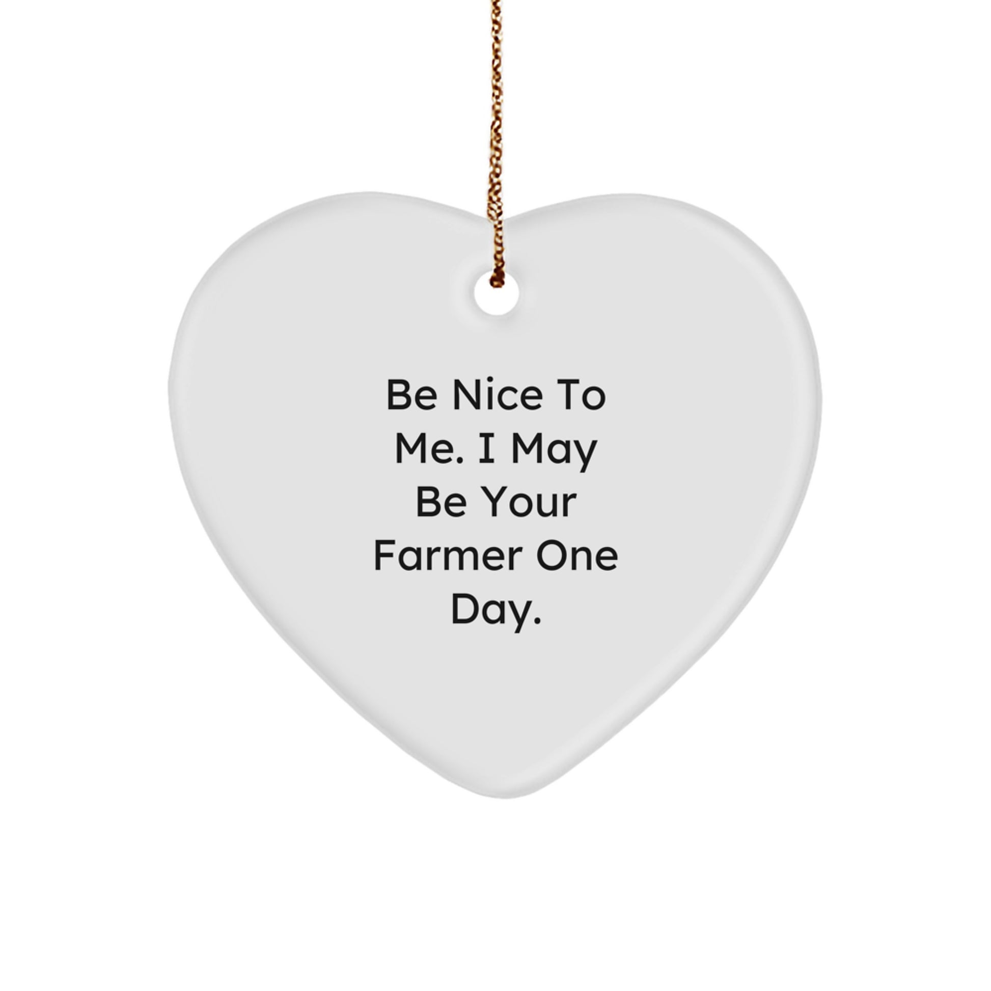 Funny Farmer Gifts for Men, Heart Ornament 'Be Nice To Me', Christmas Unique Gifts from Friends to Farmer - Image 1