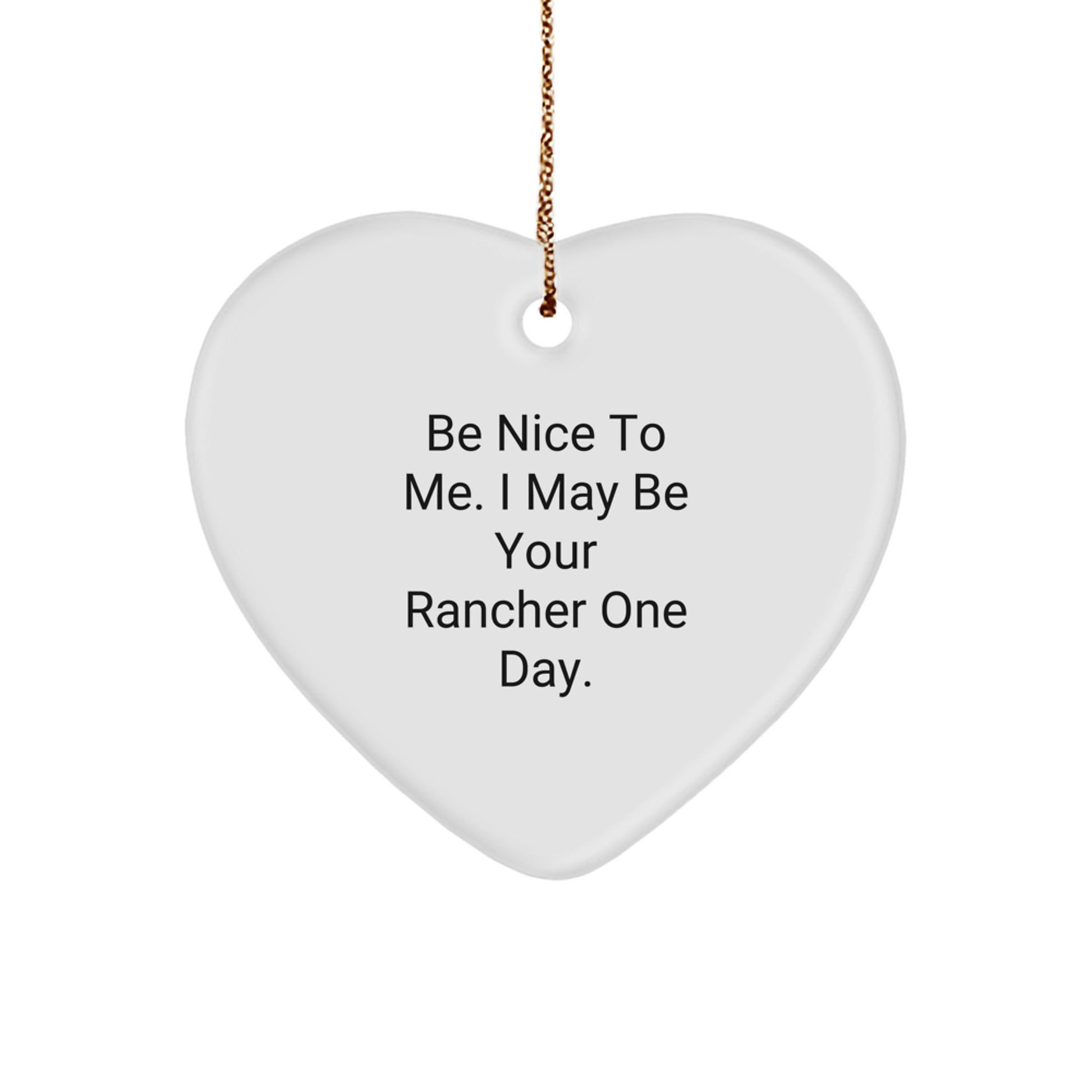 Funny Rancher Gifts, Heart Ornament, Be Nice To Me. I May Be Your Rancher One Day., Unique Christmas Unique Gifts for Men, Women, Family, Friends, Coworkers. - Image 1