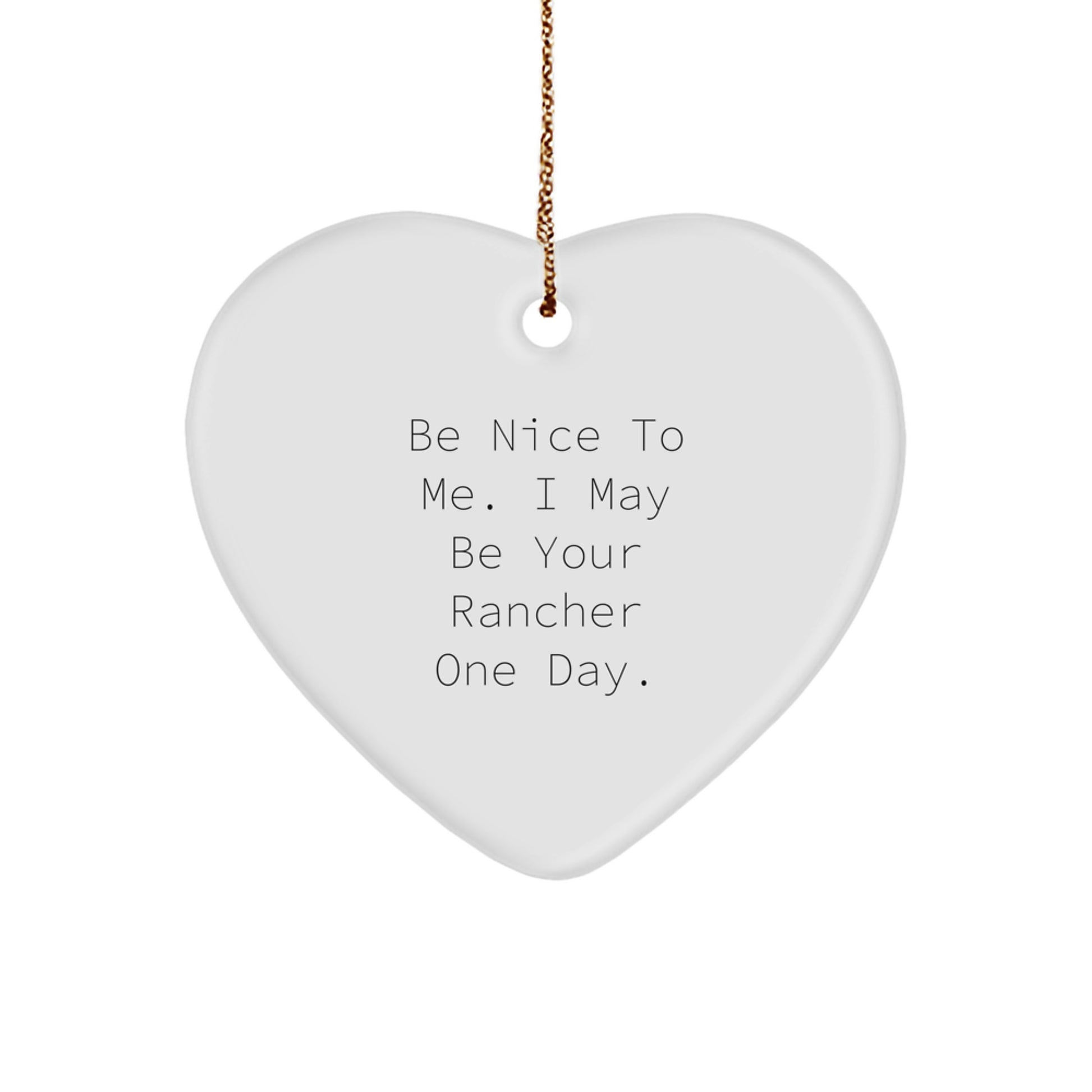 Funny Rancher Gifts for Him, Heart Ornament with Be 'Nice to Me' Quote, Christmas Unique Gifts from Friends to Family - Image 1