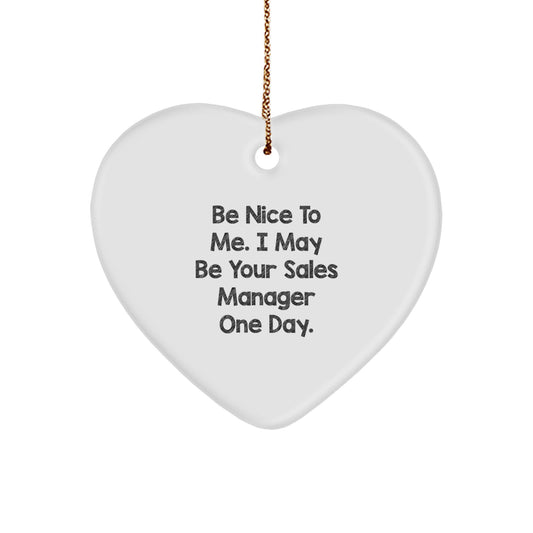 Funny Sales Manager Gifts from Friends, Gifts for Sales Manager, Heart Shaped Ornament with Inspirational Quote, Christmas Unique Gifts - Image 1